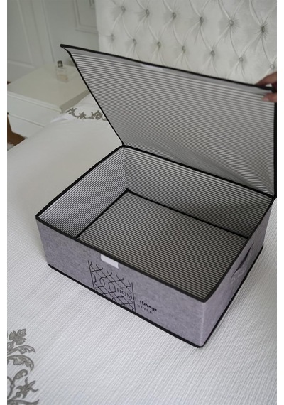Pazar Kapısı Keçe Çok Amaçlı Kapaklı Düzenleyici Kutu 50 X 40 X 19 Cm Baza, Gri Diğer