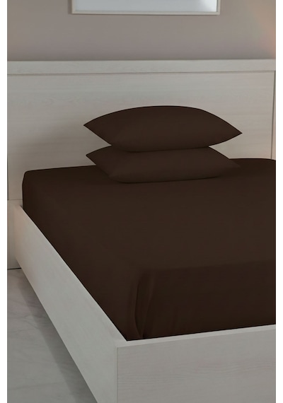 %100 Pamuk Ranforce Premium King Size Lastikli Çarşaf Seti - Kahv Kahverengi