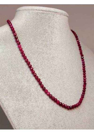 Yakut Taşı Faset Kesim 4mm Kolye (Sabit Klipsli) Krem