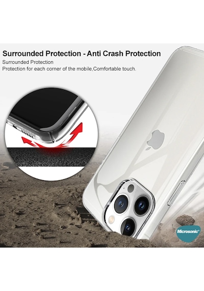 Microsonic Apple Uyumlu iPhone 13 Pro Max Kılıf Non Yellowing Crystal Clear Sararma Önleyici Kristal Şeffaf