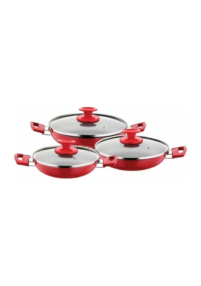 Papilla Redio 6Lı 18-20-22 Cm Yumurta Sahan Seti. Kırmızı