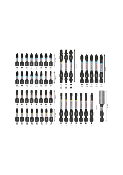 48 X Pro Impact Seti, 48 Parça 200 X 107 Mm, Profesyonel Aksesuar Tornavida, Tornavida