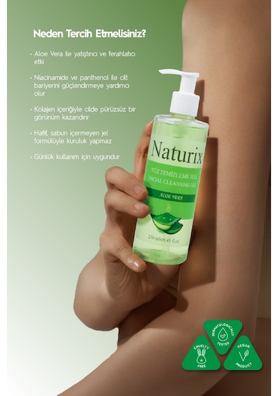 Naturix Aloe Vera Özlü Canlandırıcı Yüz Temizleme Jeli 250 ML