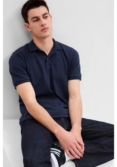 Gap Erkek Pique Polo Yaka Lacivert T-shirt-13472 Lacivert
