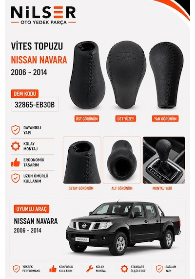 Nissan Navara Vites Topuz 2006-2014 6 İleri Siyah