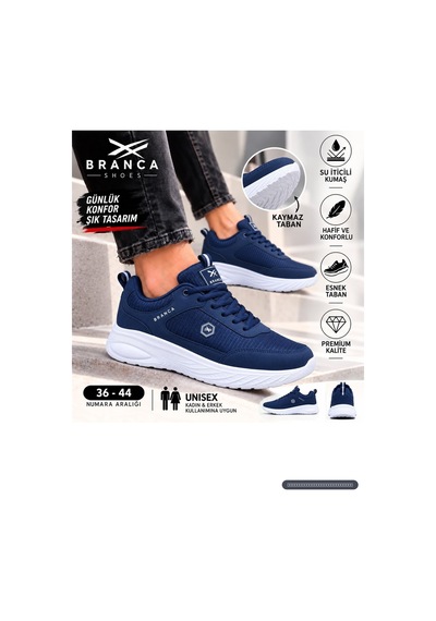 Branca Unisex Erkek Kadın Yarı Ortapedik Günlük Spor Sneaker Yürüyüş Outdoor Ayakkabı Lacivert Lacıvert