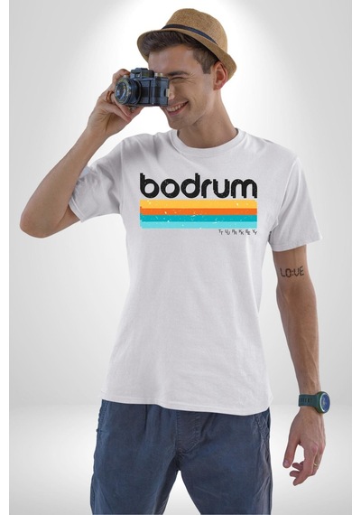 Bodrum Türkiye Unisex Unisex Beyaz Organik Baskılı T-shirt Penye Yüksek Kalite Beyaz