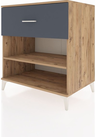Kronos Şifonyer Tek Raflı Tek Çekmeceli 88x59x96 Çam-antrasit Atlas Çam