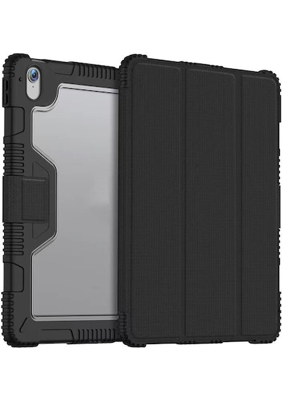 Apple Uyumlu iPad  10.9 2022 10.nesil Kılıf Raptic Armor Serisi Airbagli Katlanabilir Standlı Smart Cover Siyah