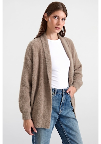 Olcay Salaş Soft Kumaş Triko Hırka Vizon 8299