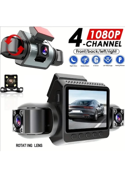 4 Kanallı Wifi Araç Kamerası 1080p Full Hd Gece Görüşlü 170 Geniş Açı Park Modu Dash Cam