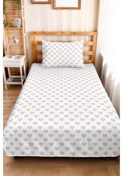 Vizon Kalp Genç Odası Tek Kişilik Pike Takımı-minimal Modern 160x220 Cm Kapitone Yatak Örtüsü Sarı