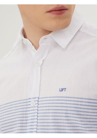 Loft Regular Fit Erkek Gömlek U.kol Whıte Blue