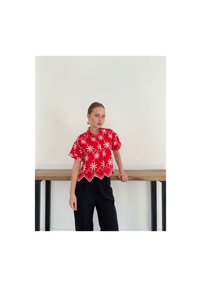 Verymoda Nakışlı Gömlek D2858 Kırmızı