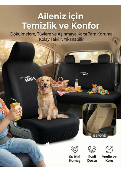 Hyundai Sonica İle Uyumlu Oto Koltuk Kılıfı Pratik Set 4 Parça Set Siyah