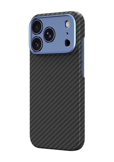 İphone 18 Pro Max Kılıf M-safe 1500d Aramid Fiber Lens Korumalı Amazingthing Titan Max Karbon Mavi