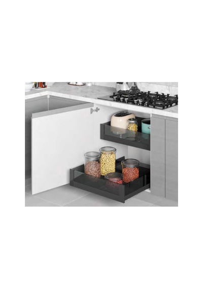 Starax Bağımsız Çift Açılım Gizli Raylı Çekmece Antrasit Modül 40cm S-2332-p-a