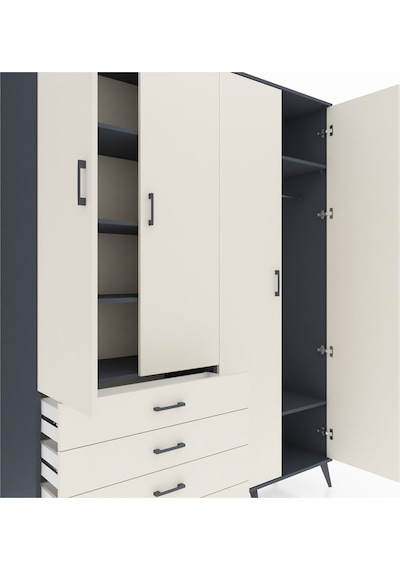 Hyperion Gardrop 6 Raflı 4 Çekmeceli Tek Askılı 176x44x221 Antrasit-aytaşı Aytaşı Hyperion Gardrop 6 Raflı 4 Çekmeceli Tek Askılı 176x44x221 Antrasit-aytaşı Aytaşı