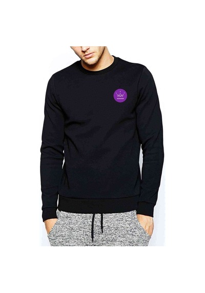 Mamamoo Logo Crown Baskılı Siyah Erkek Örme Sweatshirt