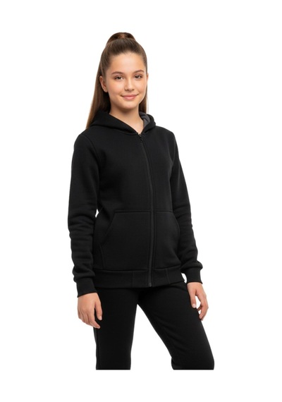 Pandonim Siyah Fermuarlı Kapüşonlu Cepli Kız Erkek Sweatshirt Bgl-st05001 Siyah