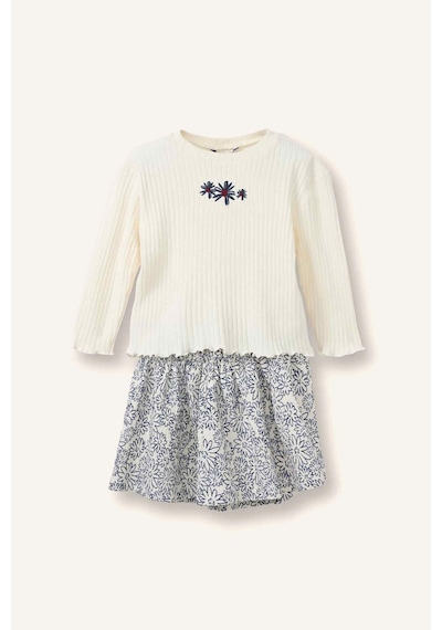 Defacto Floral Fitilli Kaşkorse 2li Takım Kız Bebek G8183a526smer105 Ekru-er105