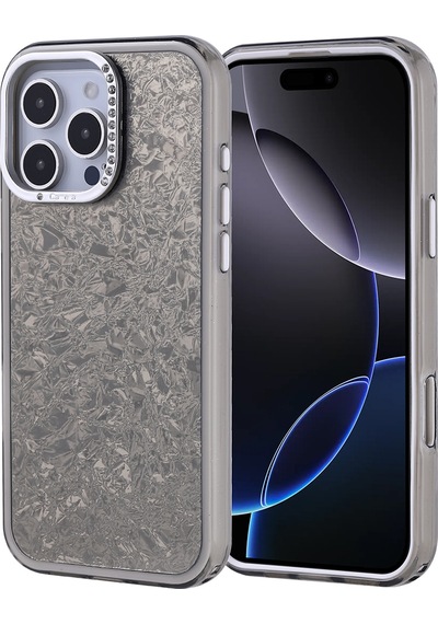 Apple Uyumlu iPhone 16 Pro Max Kılıf Taşlı Tasarımlı Zore Kapi Kapak Siyah