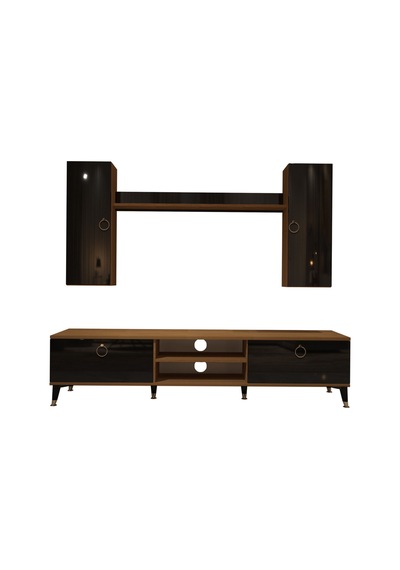 Decoraktiv Eko 7 Mdf Dvd Gold Tv Ünitesi Tv Sehpası Ceviz - Siyah