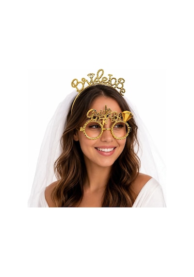Mey İthalat Bride To Be Gold Taç Ve Parti Gözlüğü Seti