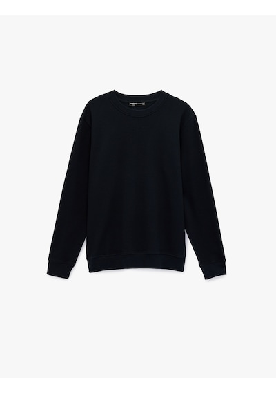 Koton Uzun Kollu Fitilli Regular Fit Basic Bisiklet Yaka Sweatshirt Lacivert 6sam70012mk Lacivert