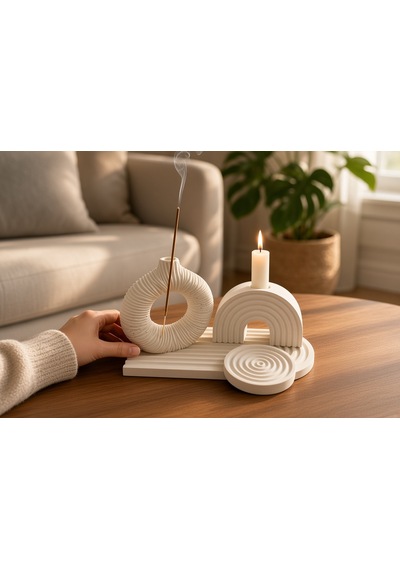 Nakkaş Home Dekoratif Mum Ve Tütsülük Obje - M2 Modeli Beyaz