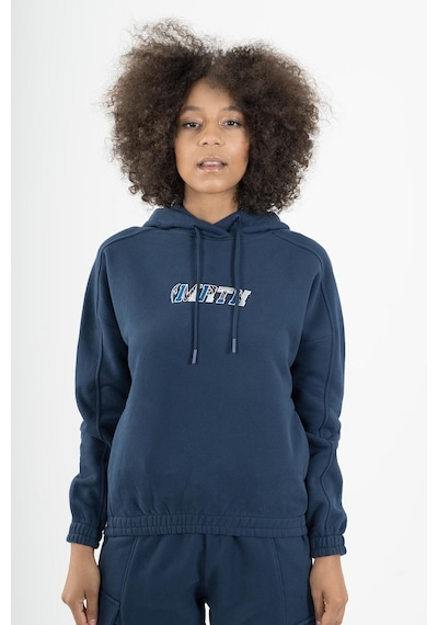 Maraton Sportswear Comfort Kadın Kapşonlu Uzun Kol Basic Navy Sweatshirt 22973-navy