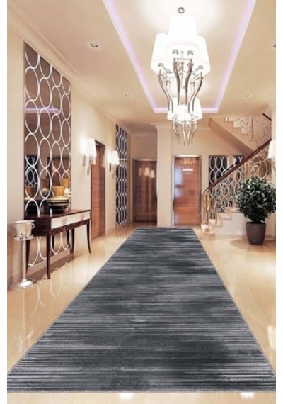 Ayrex Viva Home Antrasit Kaymaz Tabanlı Yıkanabilir Leke Tutmaz Kesme Rulo Yolluk Özel Ölçülü Halı, Antrasit, 80 Diğer