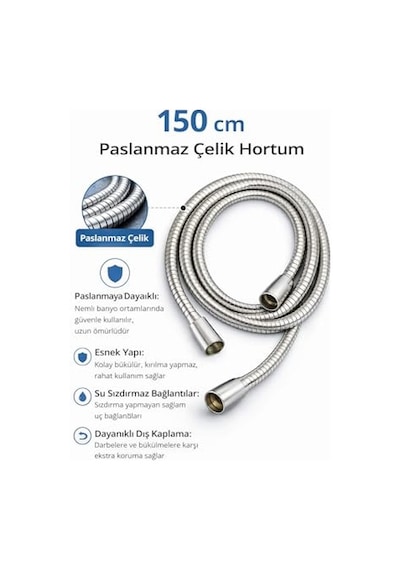 Paslanmaz Çelik Duş Hortumu Ve El Duşu Seti, 150 Cm Esnek Hortum, Yüksek Basınçlı Duş Başlığı, Kireç Önleyici Nozullar, Evrensel Bağlantı, Banyo İçin,el Duşu Ve Paslanmaz Çelik Duş Hortumu Seti 150 Cm Enerji Sınıfı A+