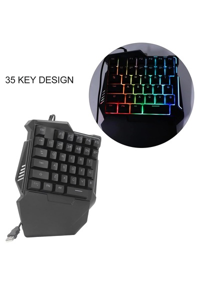 G7 Tek El Kullanım Gaming Oyuncu Usb Kablolu Klavye Rgb Led Işıklı 35 Tuşlu Taşınabilir Mini Oyun Tuş Takımı