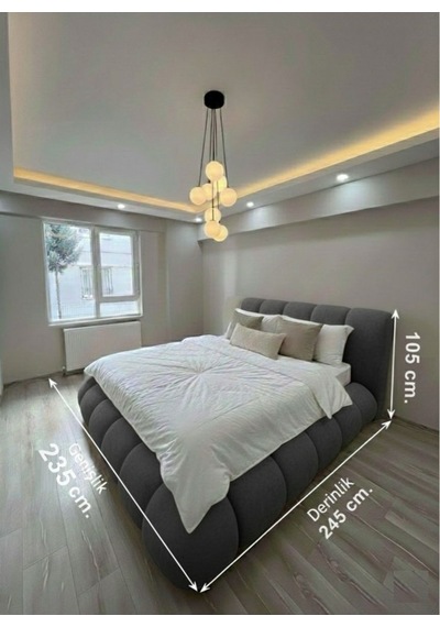 Most Piatto Premium Bazalı Karyola Kahverengi Bukle Kumaş 180x200 Cm. Yatak İçindir Evinize Teslim 180 x 200 CM