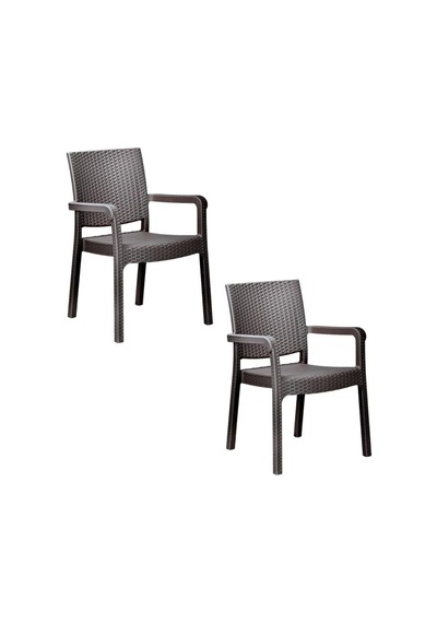 Troya Rattan Koltuk, 2'li Set, Kahverengi, 57 X 48 X 87 Cm