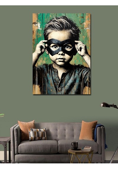 Kanvas Tablo Maskeli Çocuk 50cmx70cm