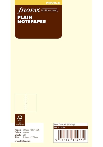 Filofax 132453 Personal Not, Boş, Cotton Cream