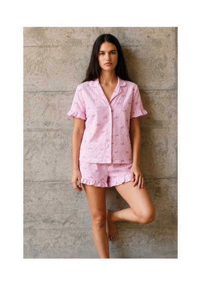 Fit Women Kadın V Yaka Comfort Fit Pembe Pijama Takımı