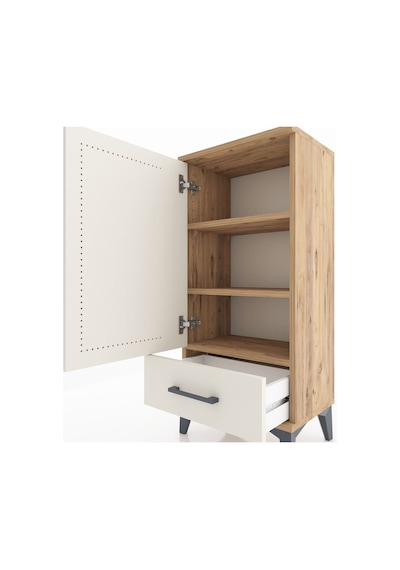 Arges Komodin 3 Raflı Tek Çekmeceli Tek Kapaklı 44x30x96 Çam-... Çam