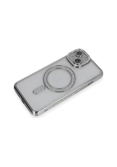 Newface Apple İphone 13 Kılıf Joke Simli Magneticsafe Kılıf - Gümüş
