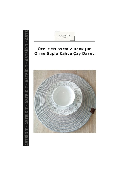 Özel Seri 39cm 2 Renk Jüt Örme Supla Kahve Çay Davet Çok Renkli