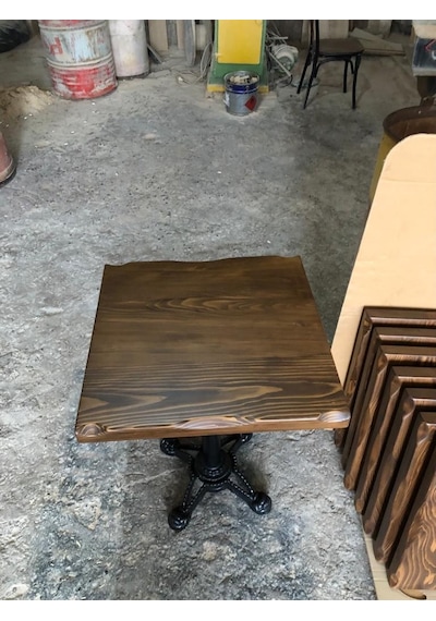 Bintaşmobilya Ceviz Renk Kütük Cafe Masası Imalatı Istanbul 60X60.Cm