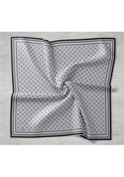 Silk Home Twill İpek Eşarp - 11393-17 Gümüş Siyah Gümüş - Siyah