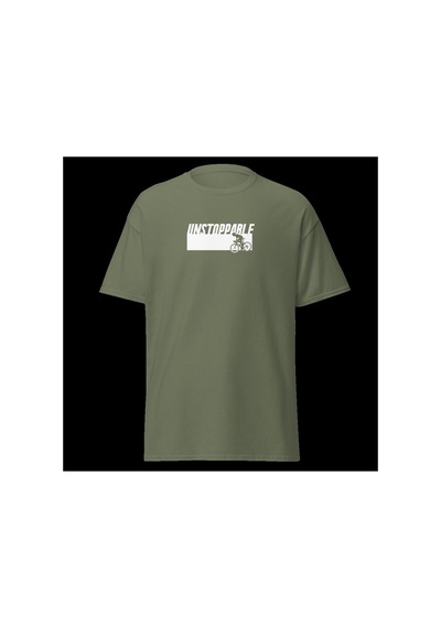 Wildstyle Unstoppable Durdurulamaz Bisiklet Motivasyon Baskılı Unisex Bisiklet Yaka Pamuklu Tişört Haki