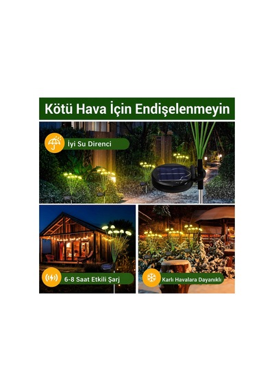 2 Adet Dekoratif Mantar Görünümlü 6lı Solar Led Lamba Güneş Enerjilli Su Geçirmez Bahçe Aydınlatma