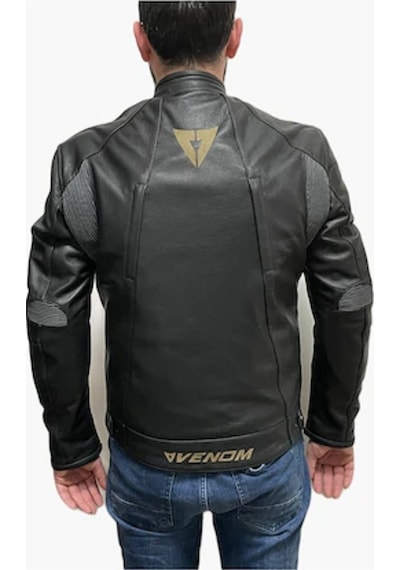Venom D2 Deri Ceket Racing Siyah