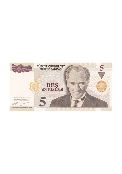 Türkiye 8.emisyon 5 Yeni Türk Lirası E37 515151 Niğde Plaka Yerli Kağıt Para Çil Koleksiyon Para