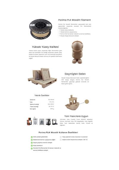 Porima Pla Wood Filament 1kg 1.75 Mm