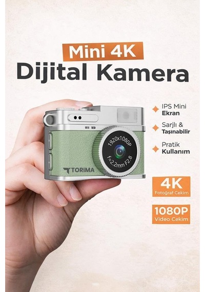Mini Dijital Kamera Selfie Video Vlog Kamerası Mini Anahtarlık 1080p Cmr35 Açık Yeşil